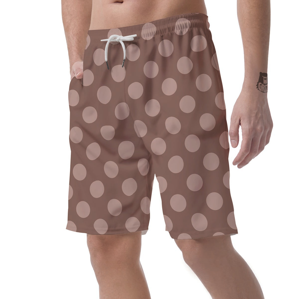 Brown And Tan Polka Dot Men's Shorts-grizzshop