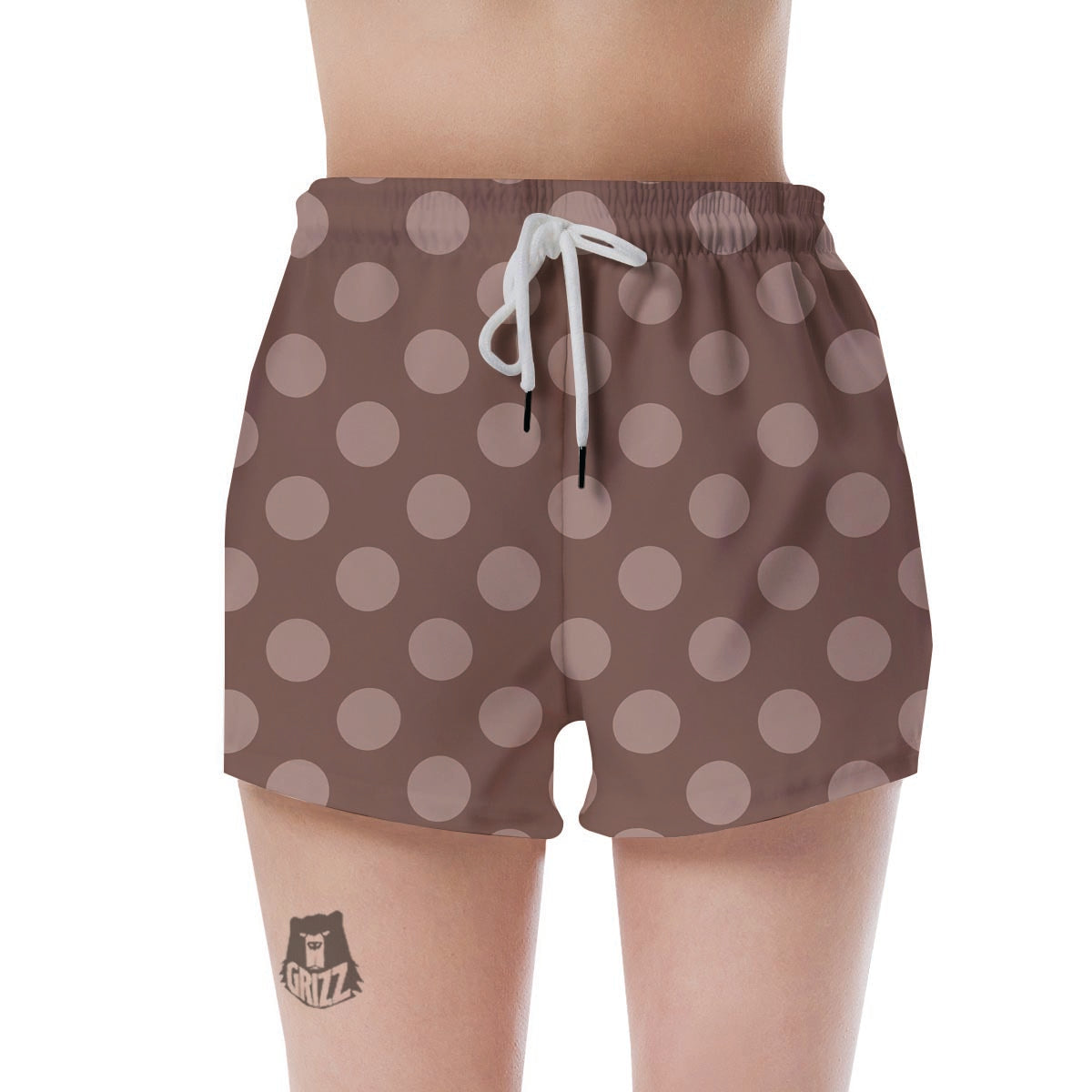 Brown And Tan Polka Dot Women's Shorts-grizzshop