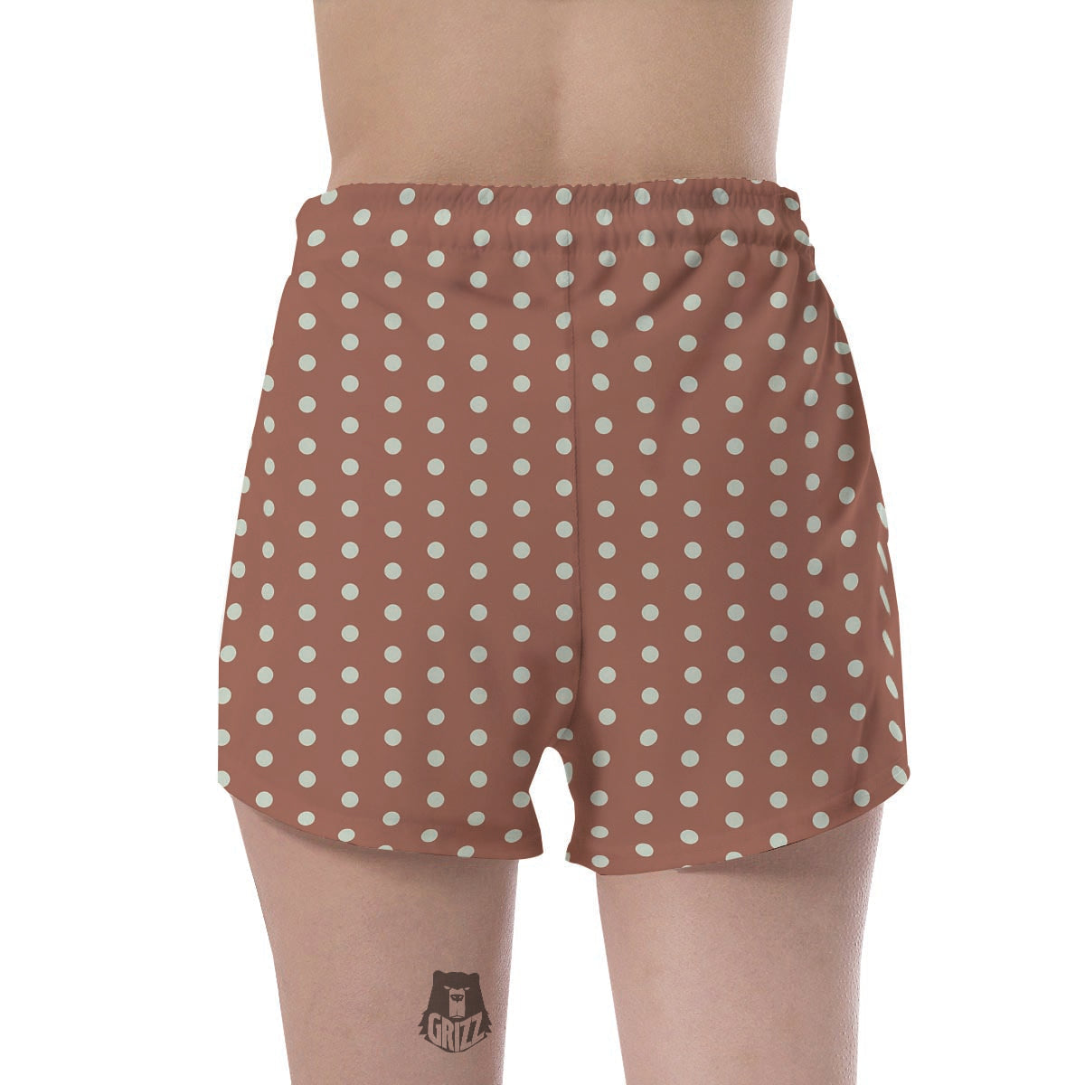 Brown And White Polka Dot Women's Shorts-grizzshop