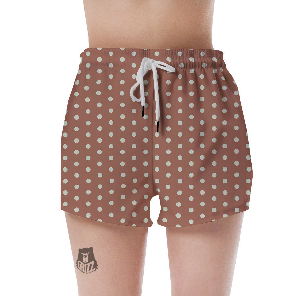 Brown And White Polka Dot Women's Shorts-grizzshop