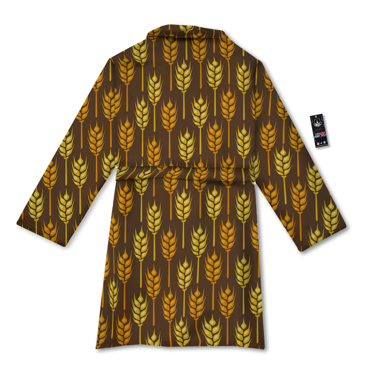 Brown And Yellow Wheat Print Pattern Bathrobe-grizzshop