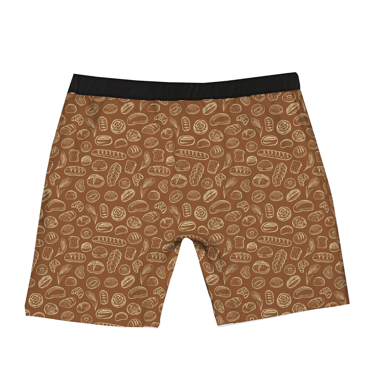 Brown Bakery Beige Print Pattern Boxer Briefs-grizzshop