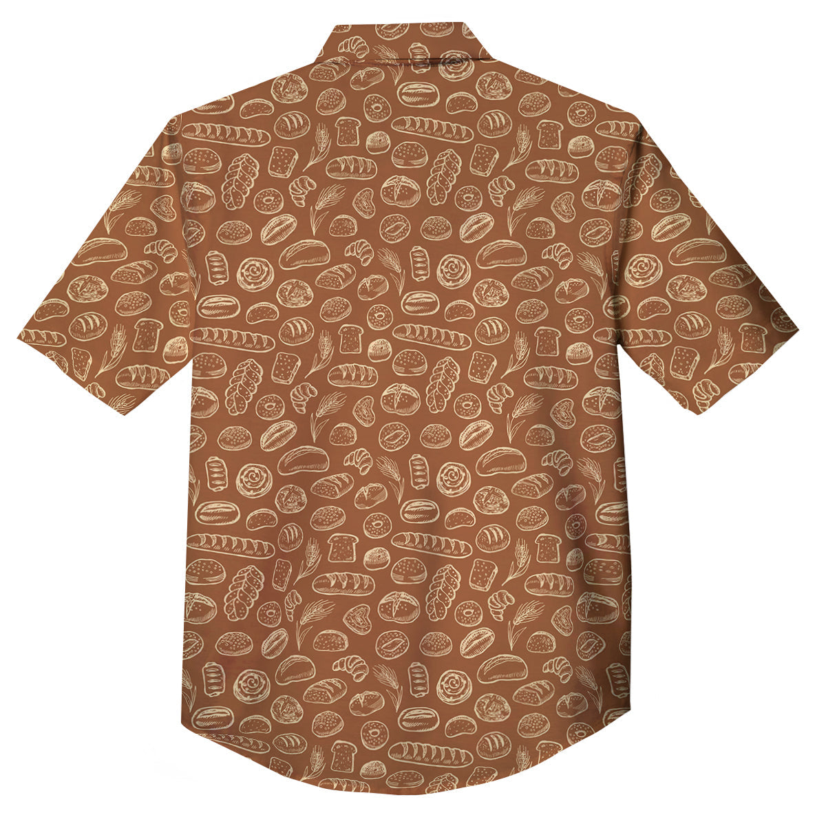 Brown Bakery Beige Print Pattern Button Up Shirt-grizzshop