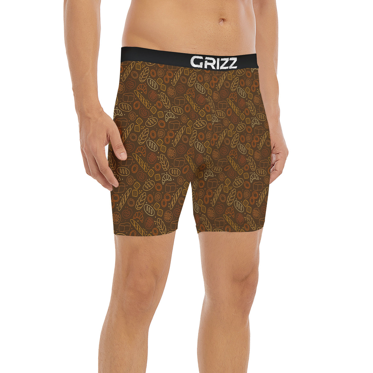Brown Bakery Print Pattern Boxer Briefs-grizzshop
