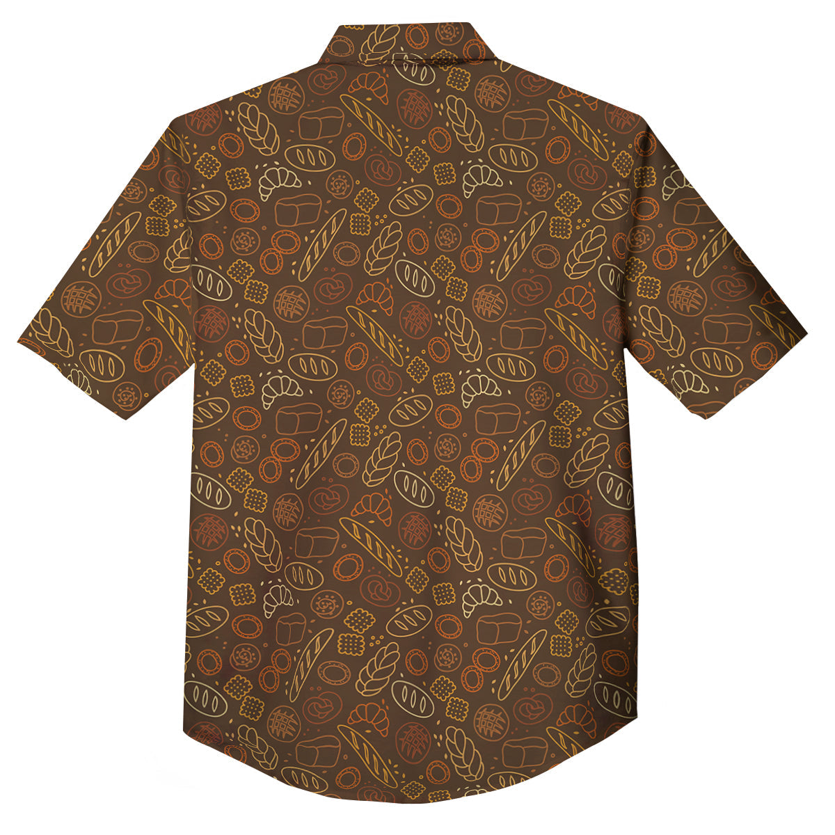 Brown Bakery Print Pattern Button Up Shirt-grizzshop