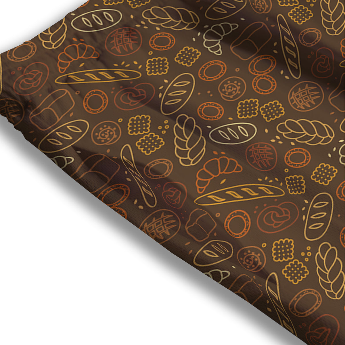 Brown Bakery Print Pattern Mesh Shorts-grizzshop