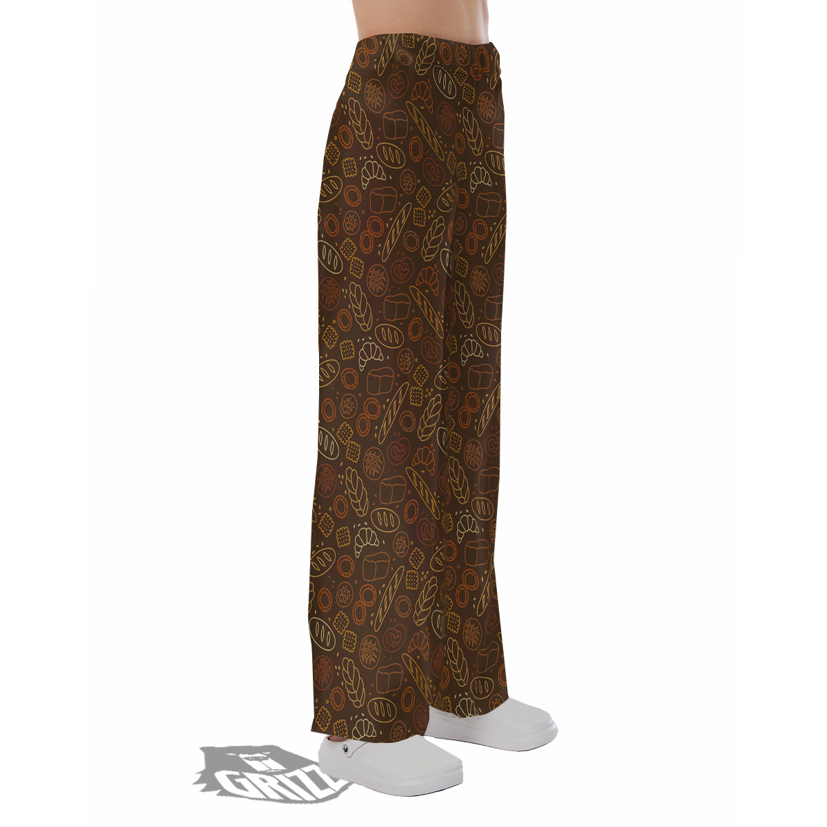 Brown Bakery Print Pattern Pajama Pants-grizzshop