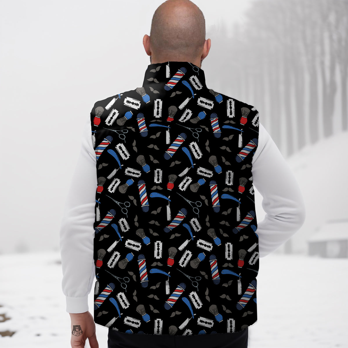 Brown Beagle Paw Pattern Print Down Vest