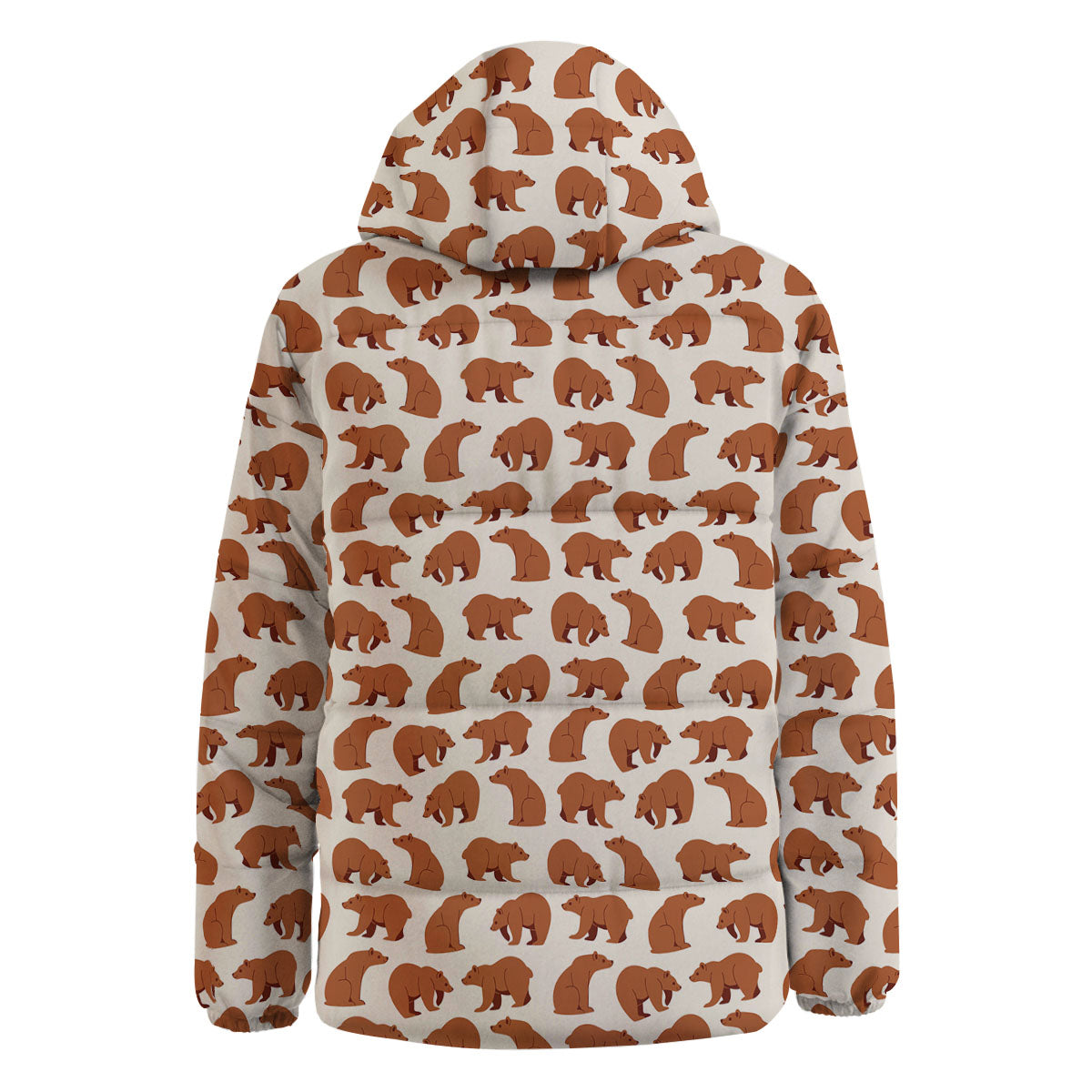 Brown Bear Cute Print Pattern Down Jacket-grizzshop