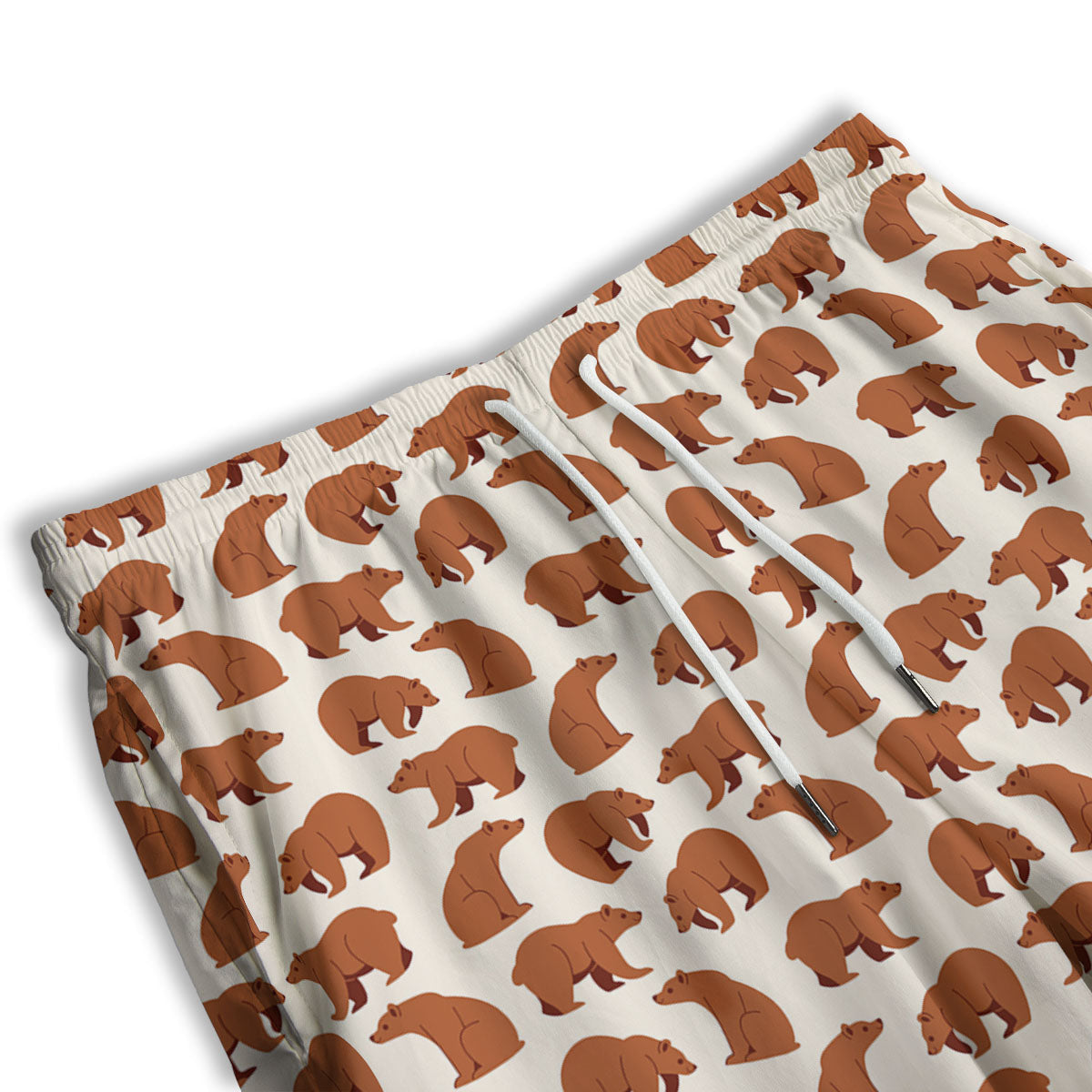 Brown Bear Cute Print Pattern Men's Athletic Shorts