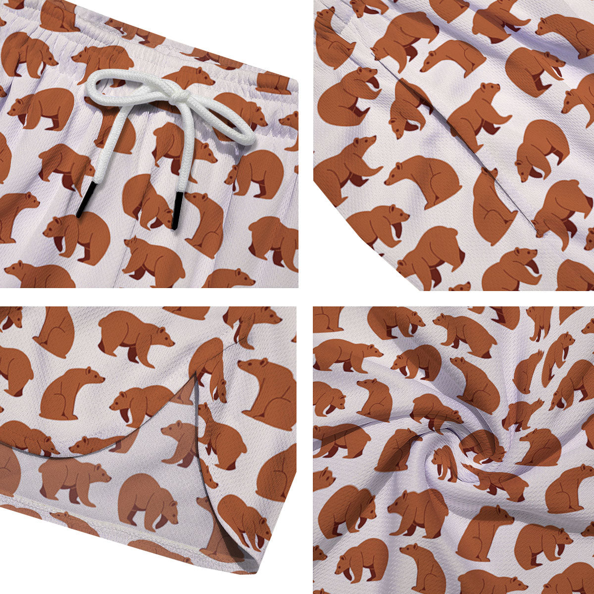 Brown Bear Cute Print Pattern Men's Running Shorts-grizzshop