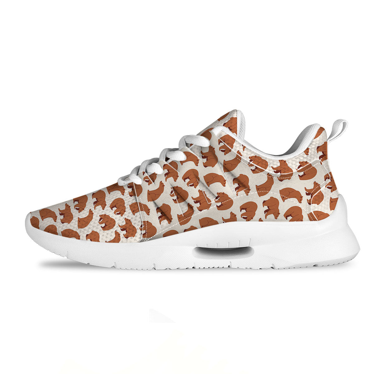 Brown Bear Cute Print Pattern Tennis Shoes-grizzshop