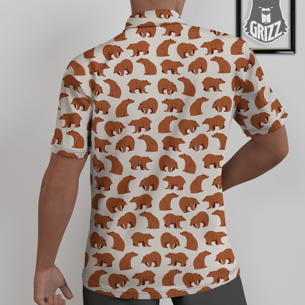 Brown Bear Cute Print Pattern Untucked Shirts-grizzshop