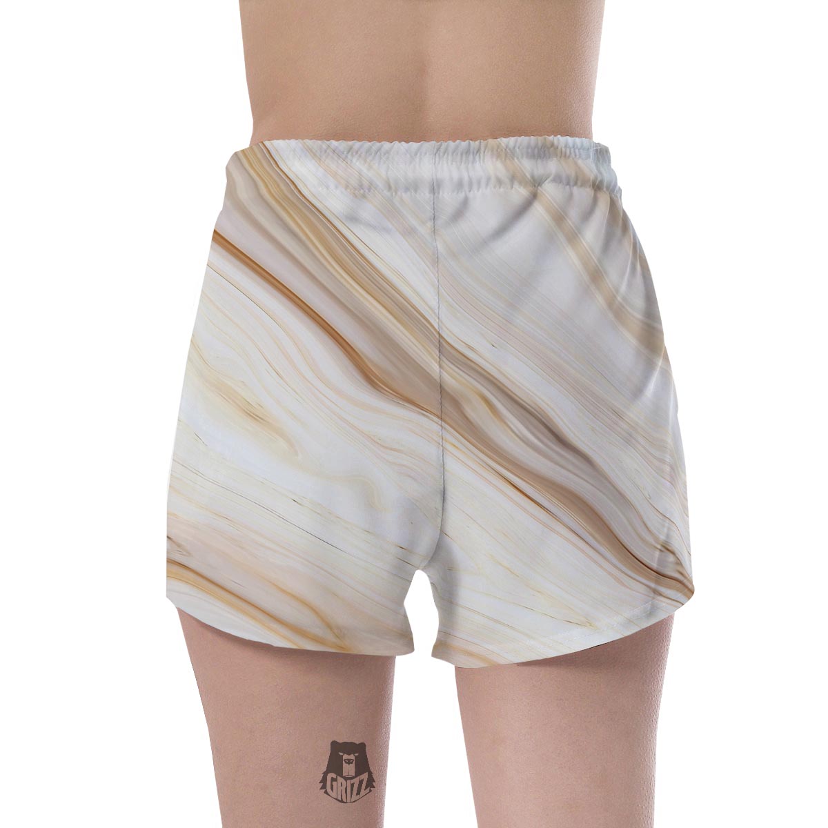 Brown Beige Marble Women's Shorts-grizzshop