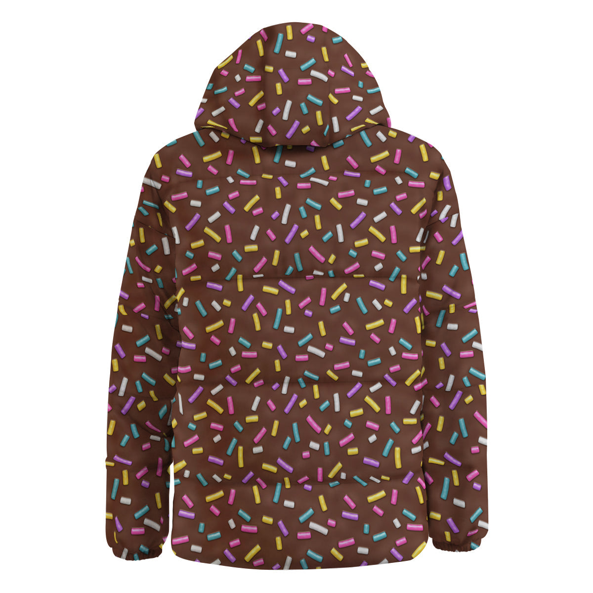 Brown Candy Sprinkles Sweet Print Pattern Down Jacket-grizzshop