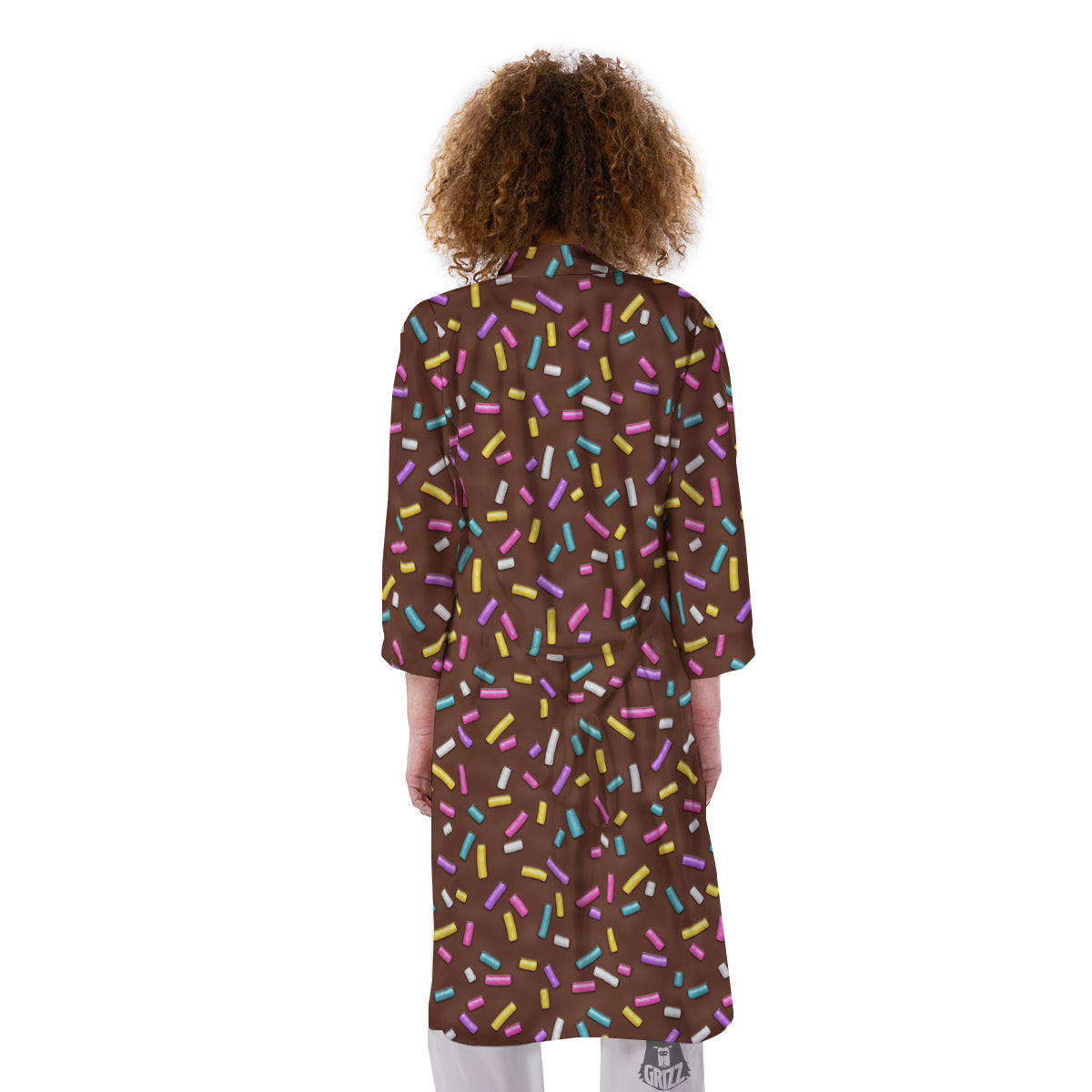 Brown Candy Sprinkles Sweet Print Pattern Kimono-grizzshop