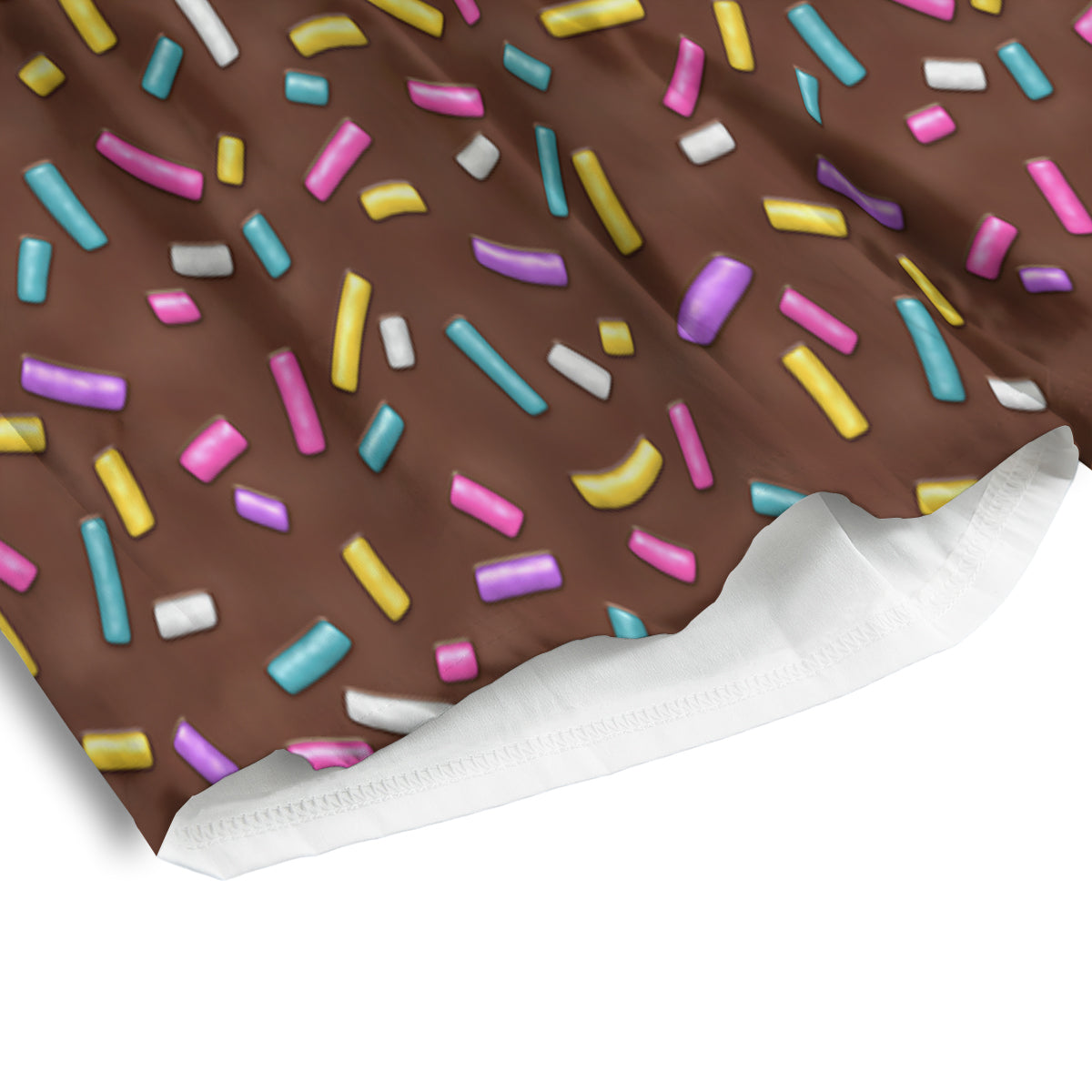 Brown Candy Sprinkles Sweet Print Pattern Men's Athletic Shorts
