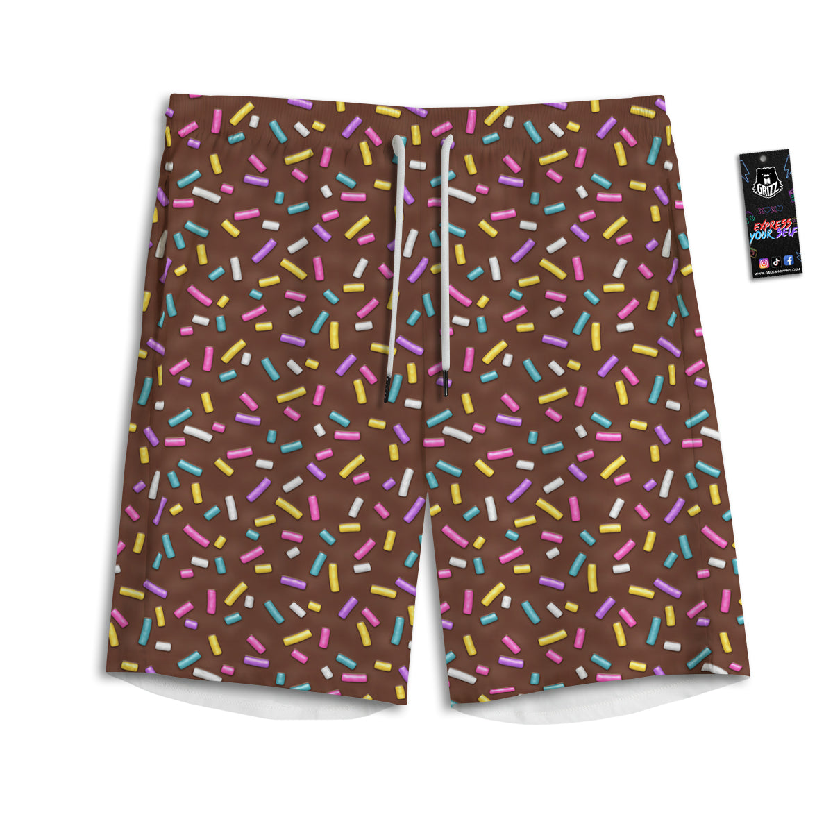 Brown Candy Sprinkles Sweet Print Pattern Men's Athletic Shorts