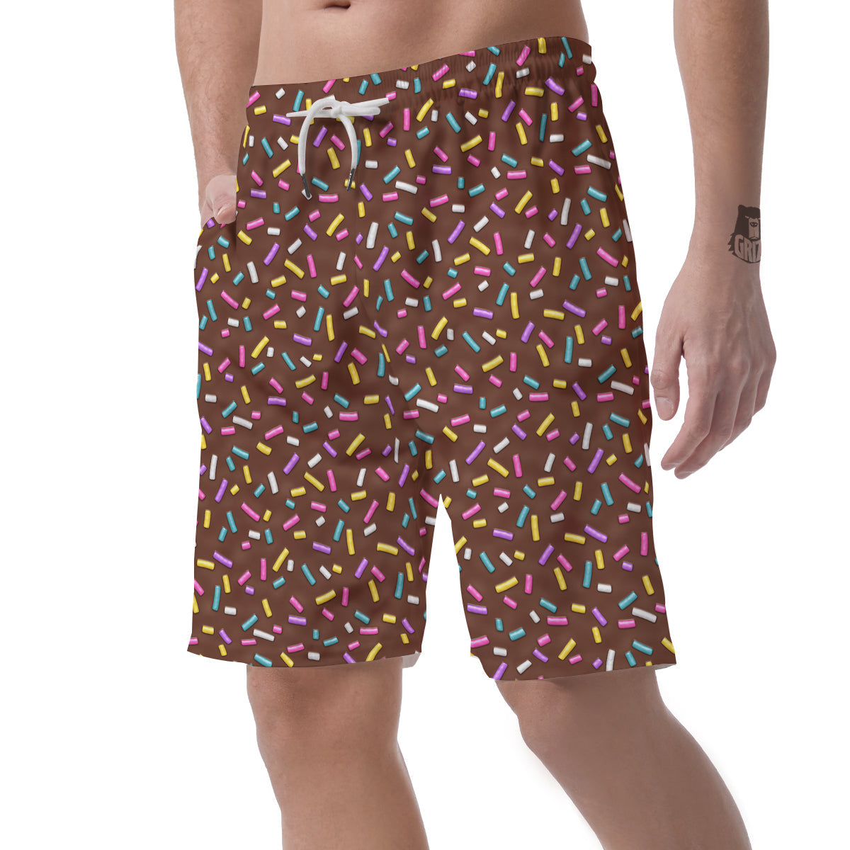 Brown Candy Sprinkles Sweet Print Pattern Men's Shorts-grizzshop