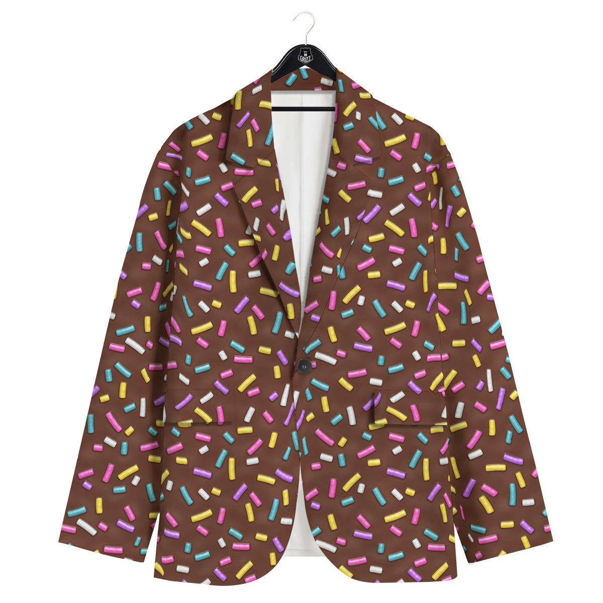 Brown Candy Sprinkles Sweet Print Pattern Men's Sport Coat-grizzshop
