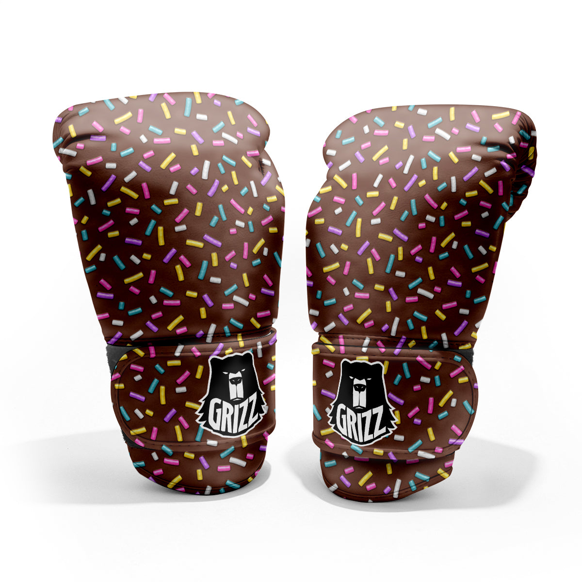 Brown Candy Sprinkles Sweet Print Pattern Pro Boxing Glove