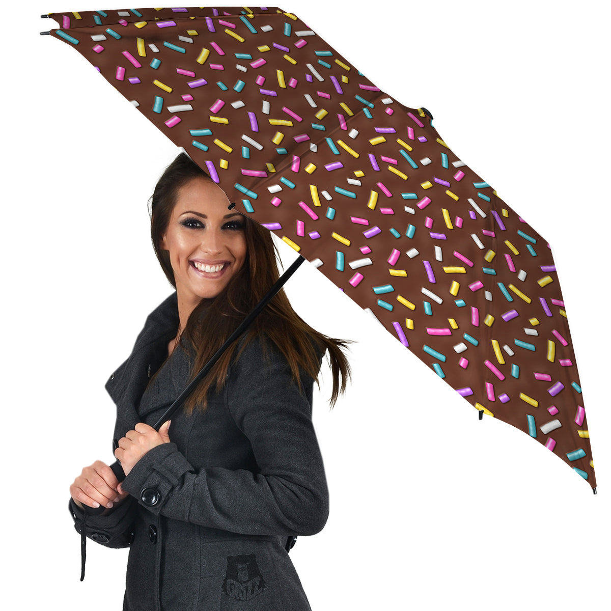 Brown Candy Sprinkles Sweet Print Pattern Umbrella-grizzshop