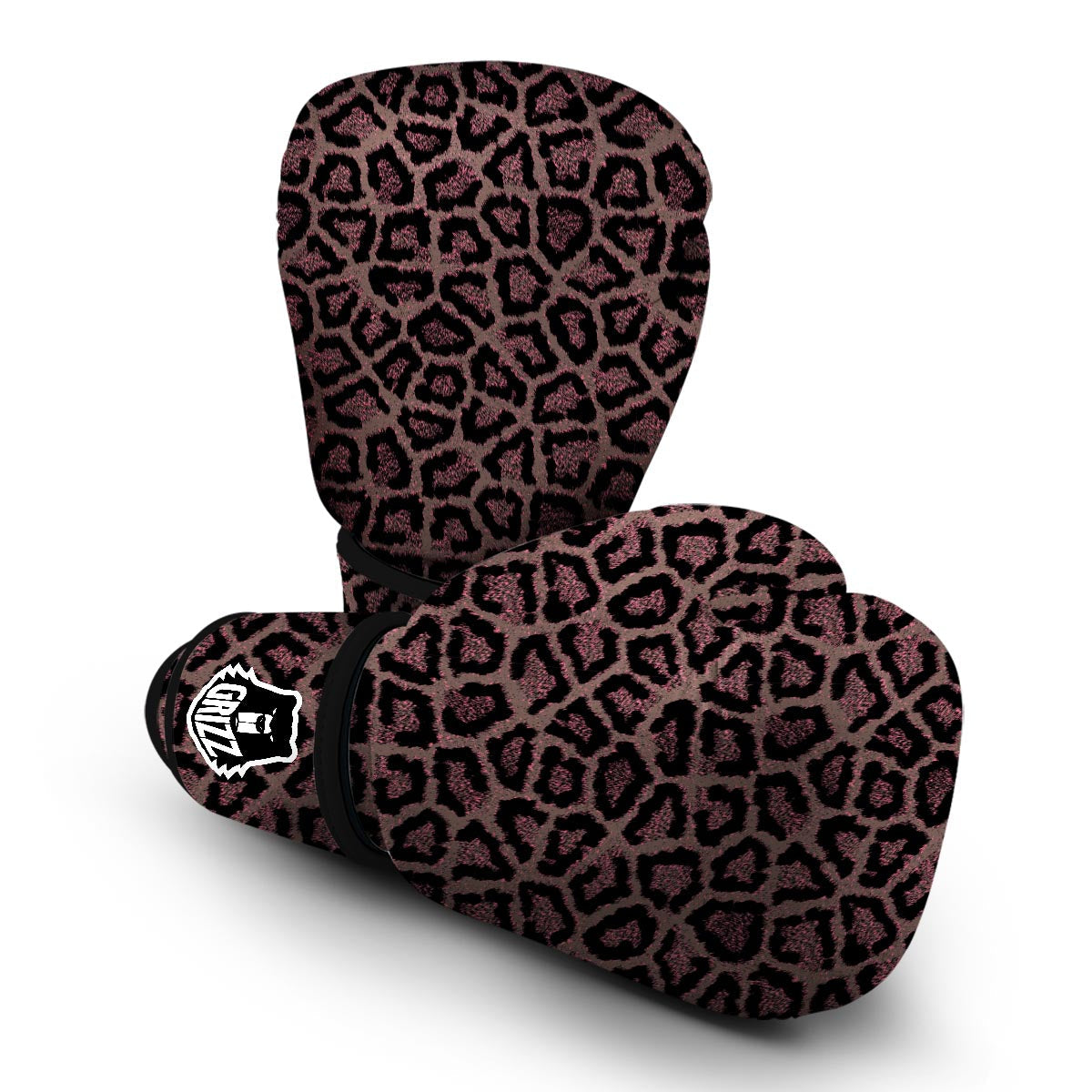 Brown Cheetah Leopard Pattern Print Boxing Gloves-grizzshop