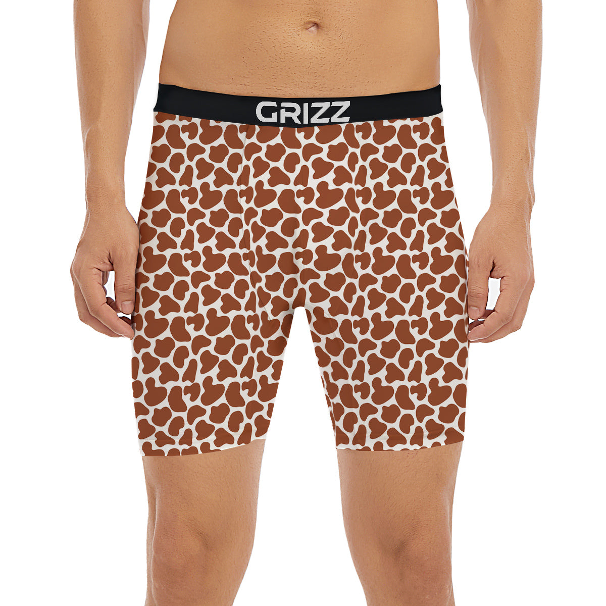 Brown Chocolate And White Cow Print Boxer Briefs-grizzshop