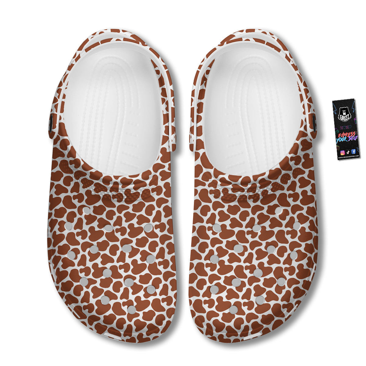 Brown Chocolate And White Cow Print Clog-grizzshop