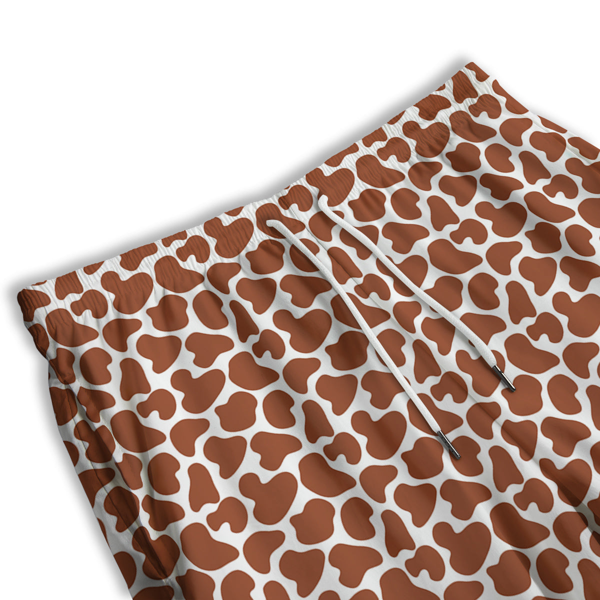 Brown Chocolate And White Cow Print Men's Athletic Shorts