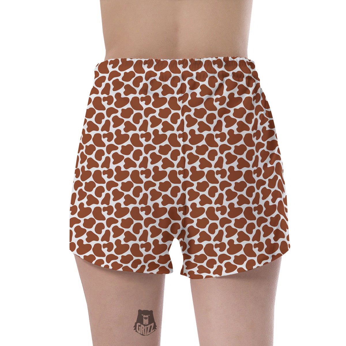 Brown Chocolate And White Cow Print Women's Shorts-grizzshop