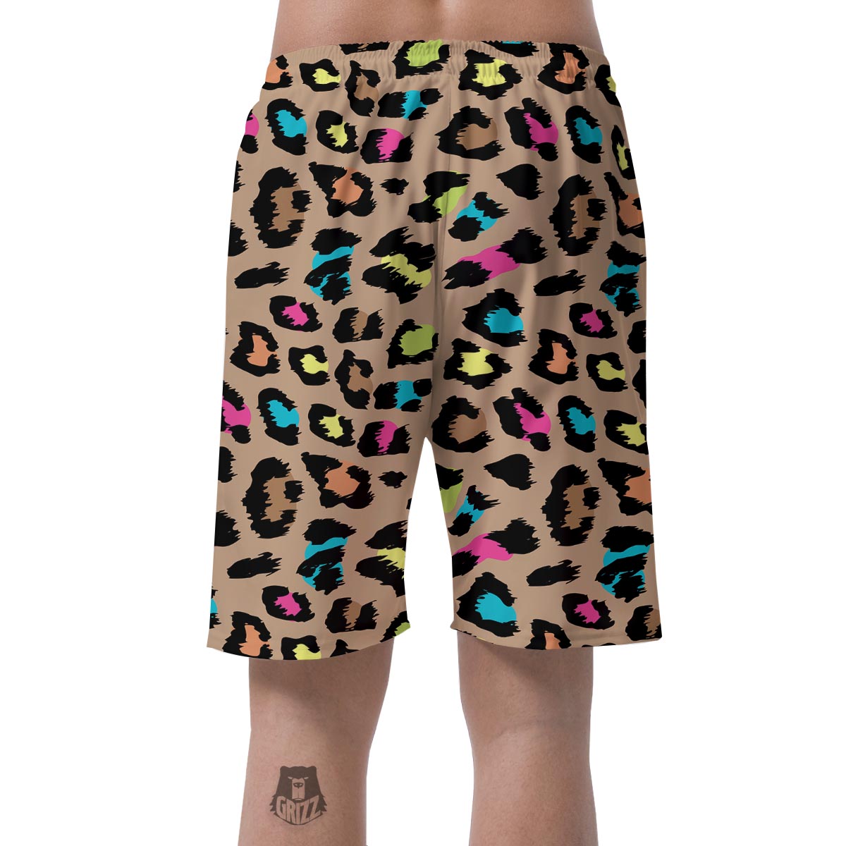 Brown Colorful Cheetah Print Men's Shorts-grizzshop