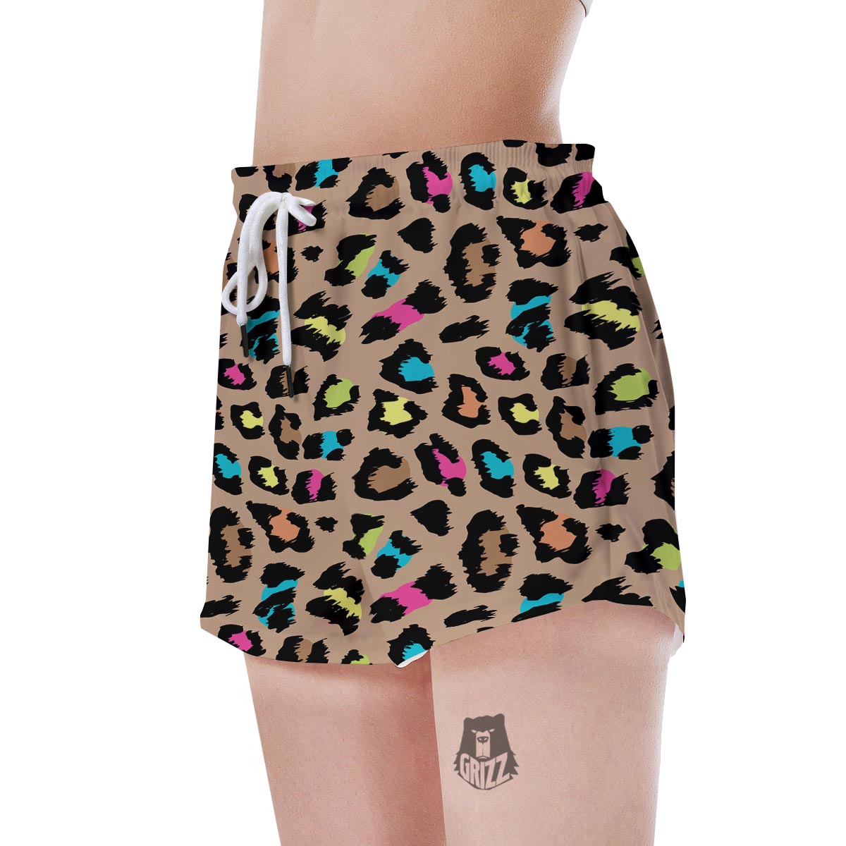 Brown Colorful Cheetah Print Women's Shorts-grizzshop