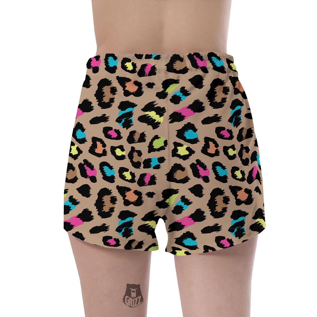 Brown Colorful Cheetah Print Women's Shorts-grizzshop