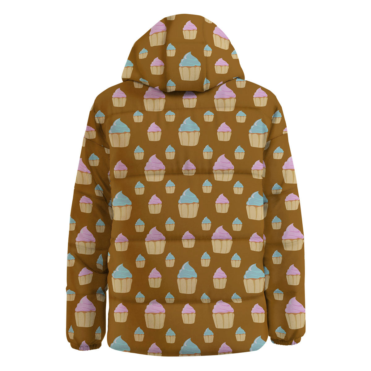 Brown Cupcake Pastel Print Pattern Down Jacket-grizzshop