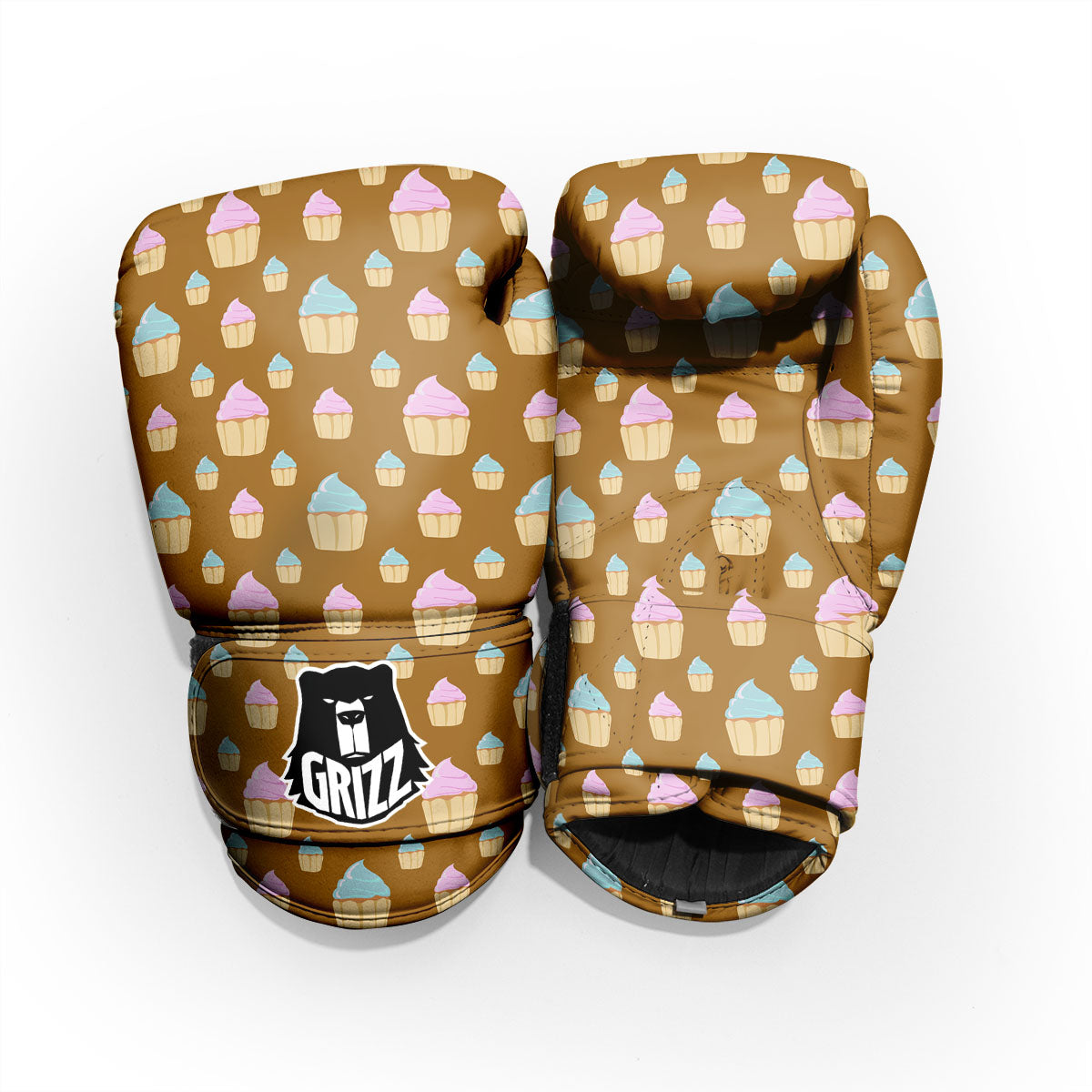 Brown Cupcake Pastel Print Pattern Pro Boxing Glove