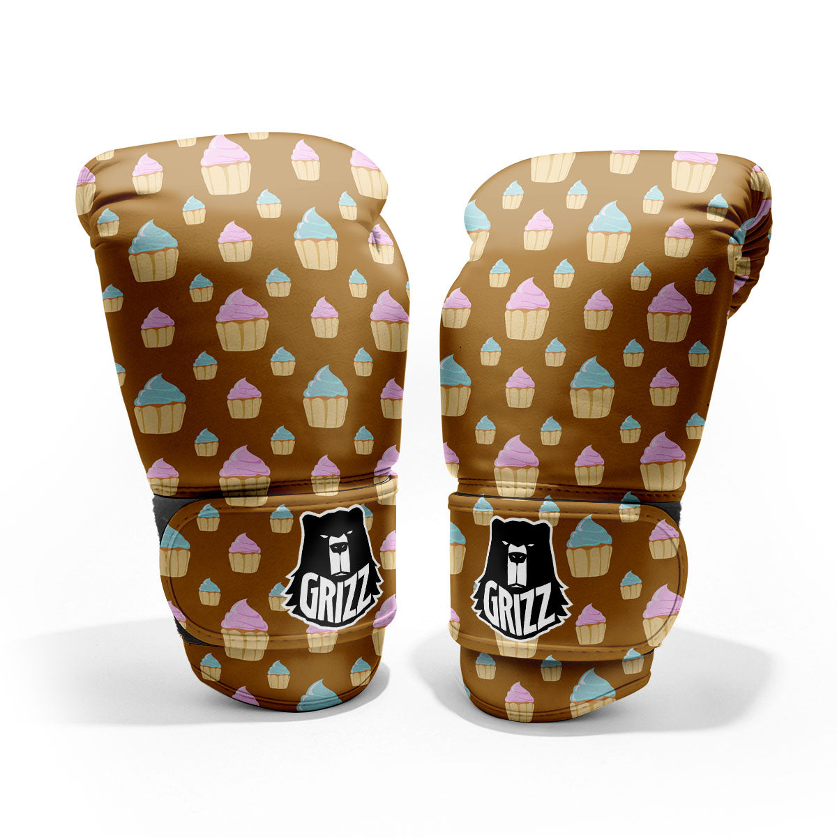 Brown Cupcake Pastel Print Pattern Pro Boxing Glove
