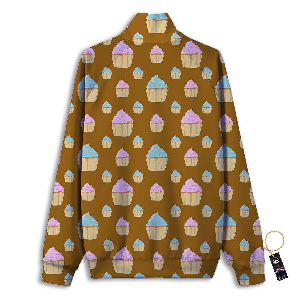 Brown Cupcake Pastel Print Pattern Track Jacket-grizzshop