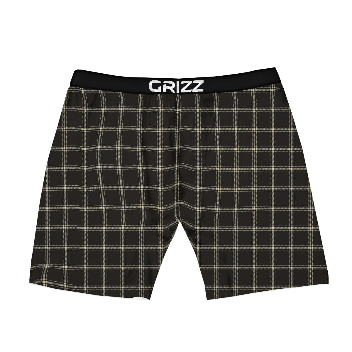 Brown Dark Check Print Pattern Boxer Briefs-grizzshop