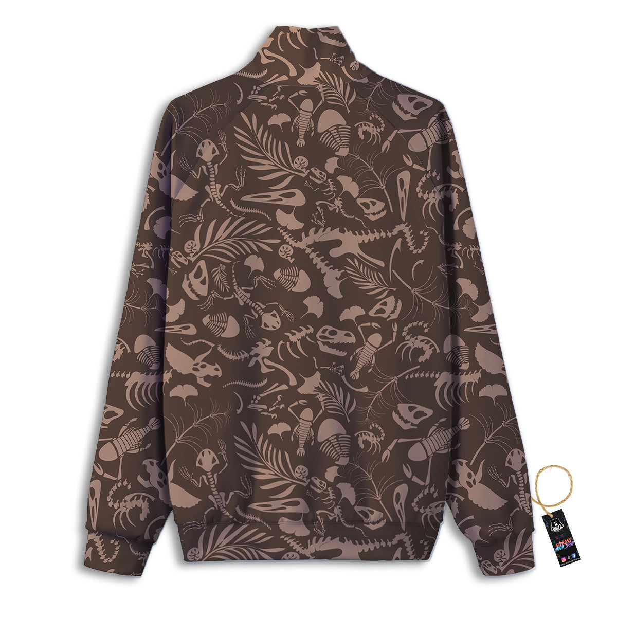 Brown Fossil Print Pattern Track Jacket-grizzshop