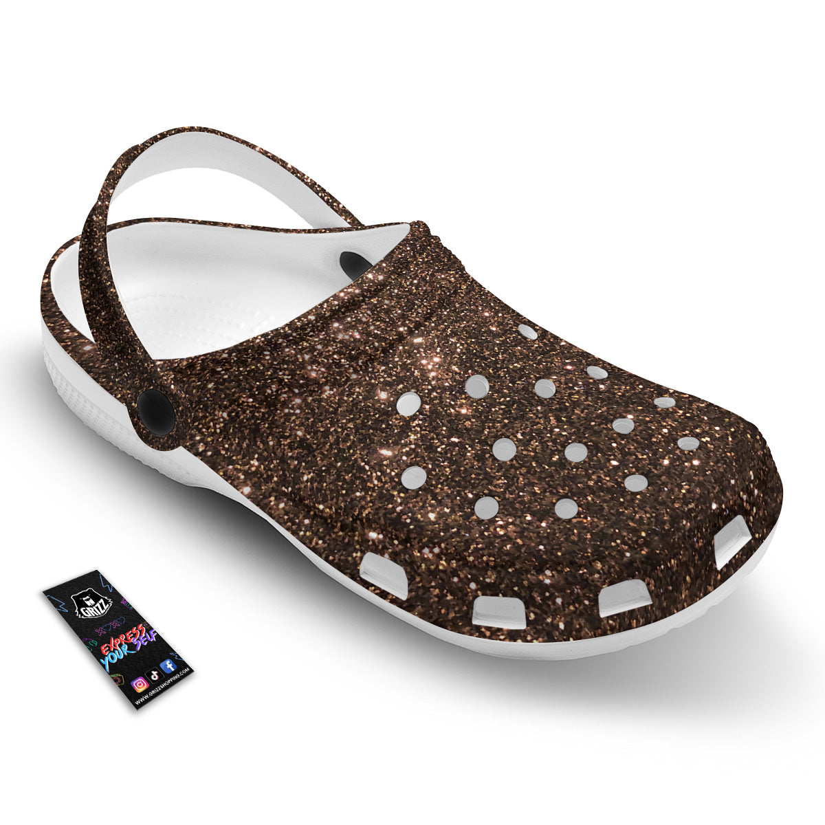Brown Glitter Print Clog-grizzshop