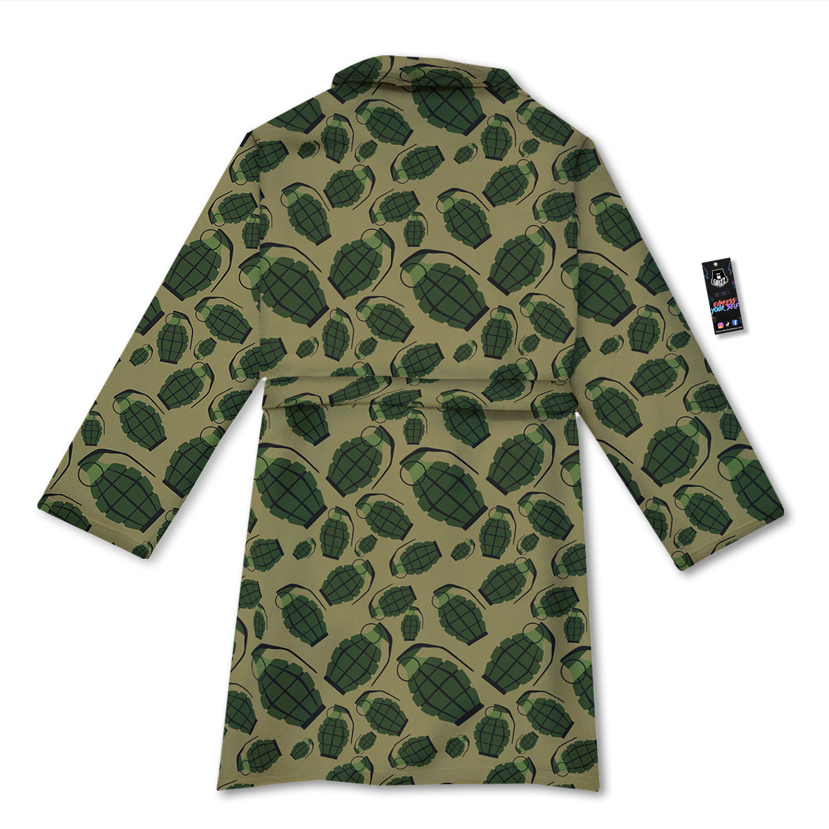 Brown Grenade Print Pattern Bathrobe-grizzshop