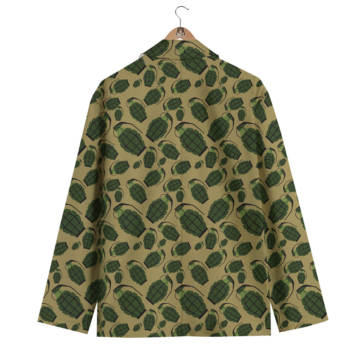 Brown Grenade Print Pattern Men's Blazer-grizzshop