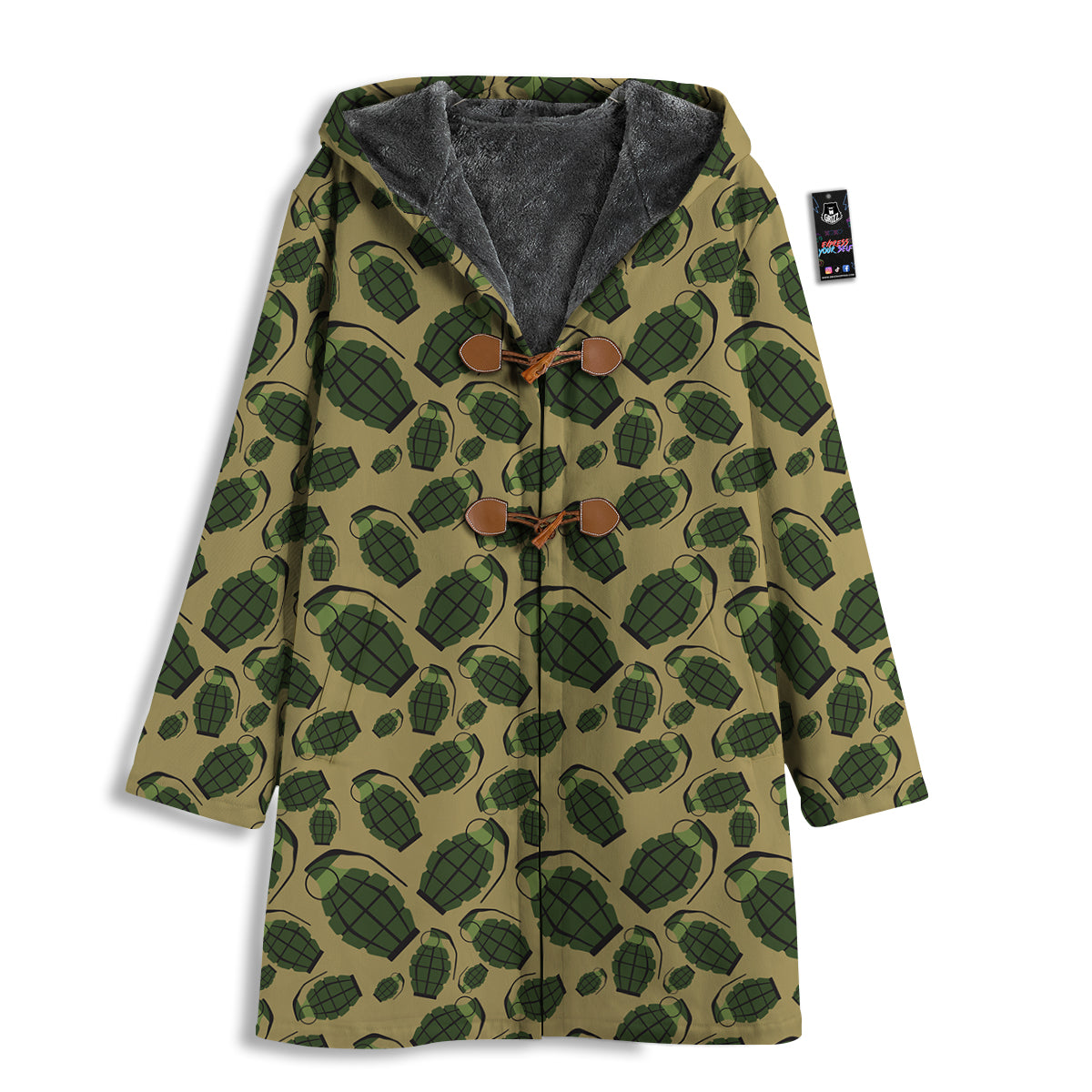 Brown Grenade Print Pattern Men's Windbreaker Jacket-grizzshop
