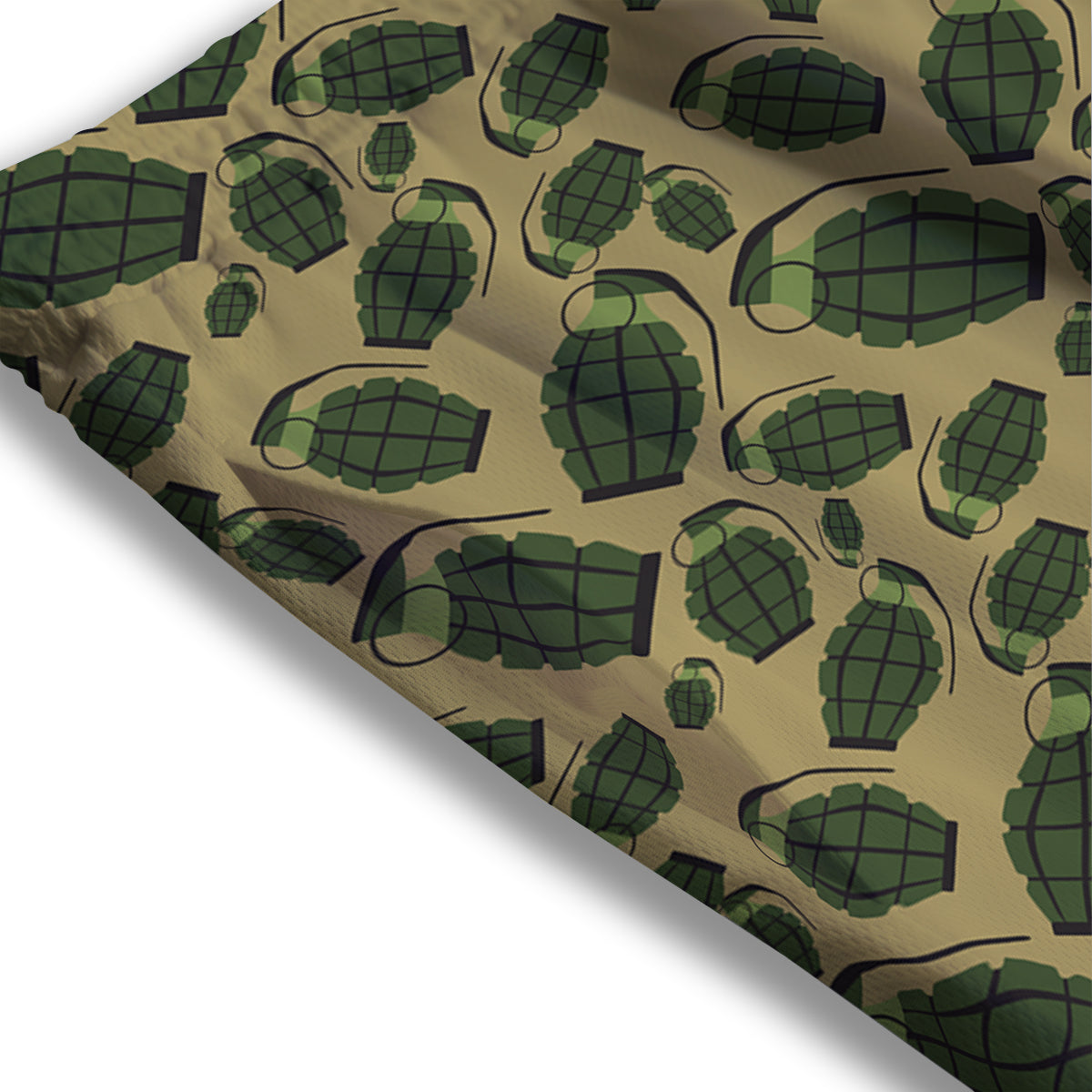 Brown Grenade Print Pattern Mesh Shorts-grizzshop