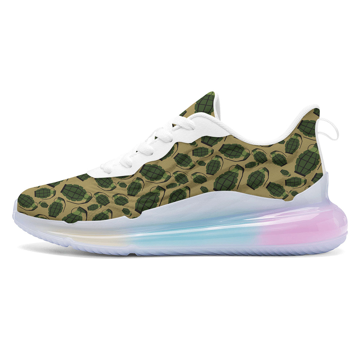 Brown Grenade Print Pattern Running Sneakers-grizzshop