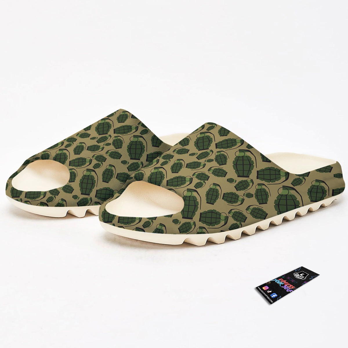 Brown Grenade Print Pattern Sandals-grizzshop