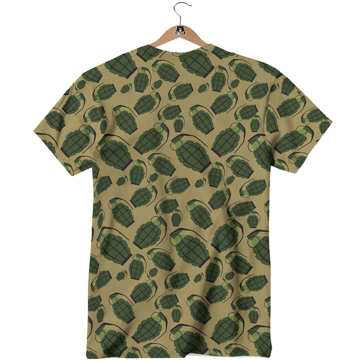 Brown Grenade Print Pattern T-Shirt-grizzshop