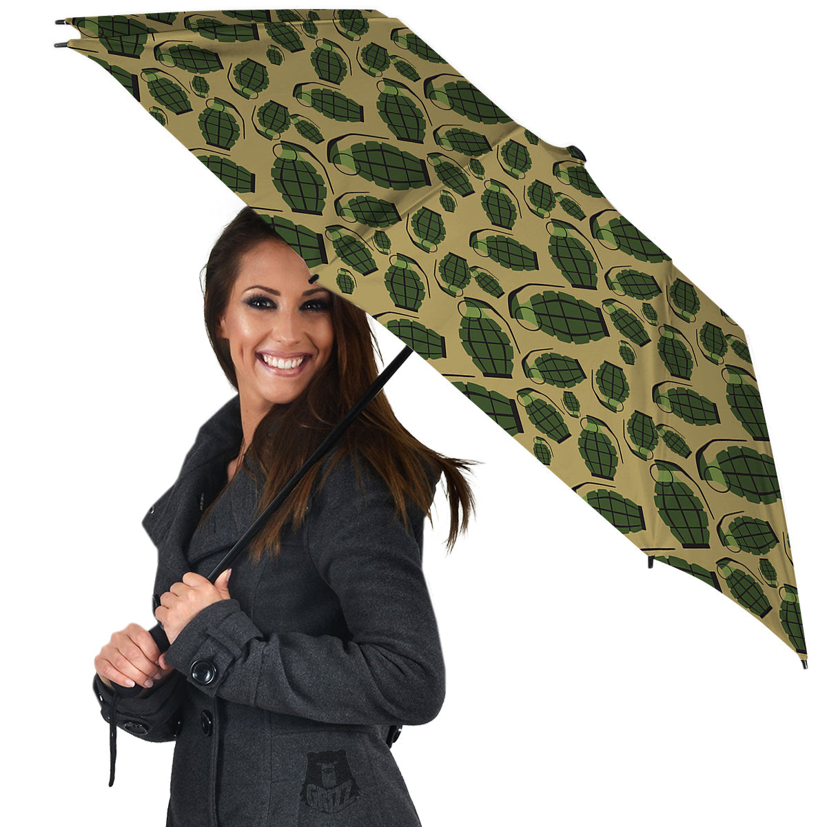 Brown Grenade Print Pattern Umbrella-grizzshop