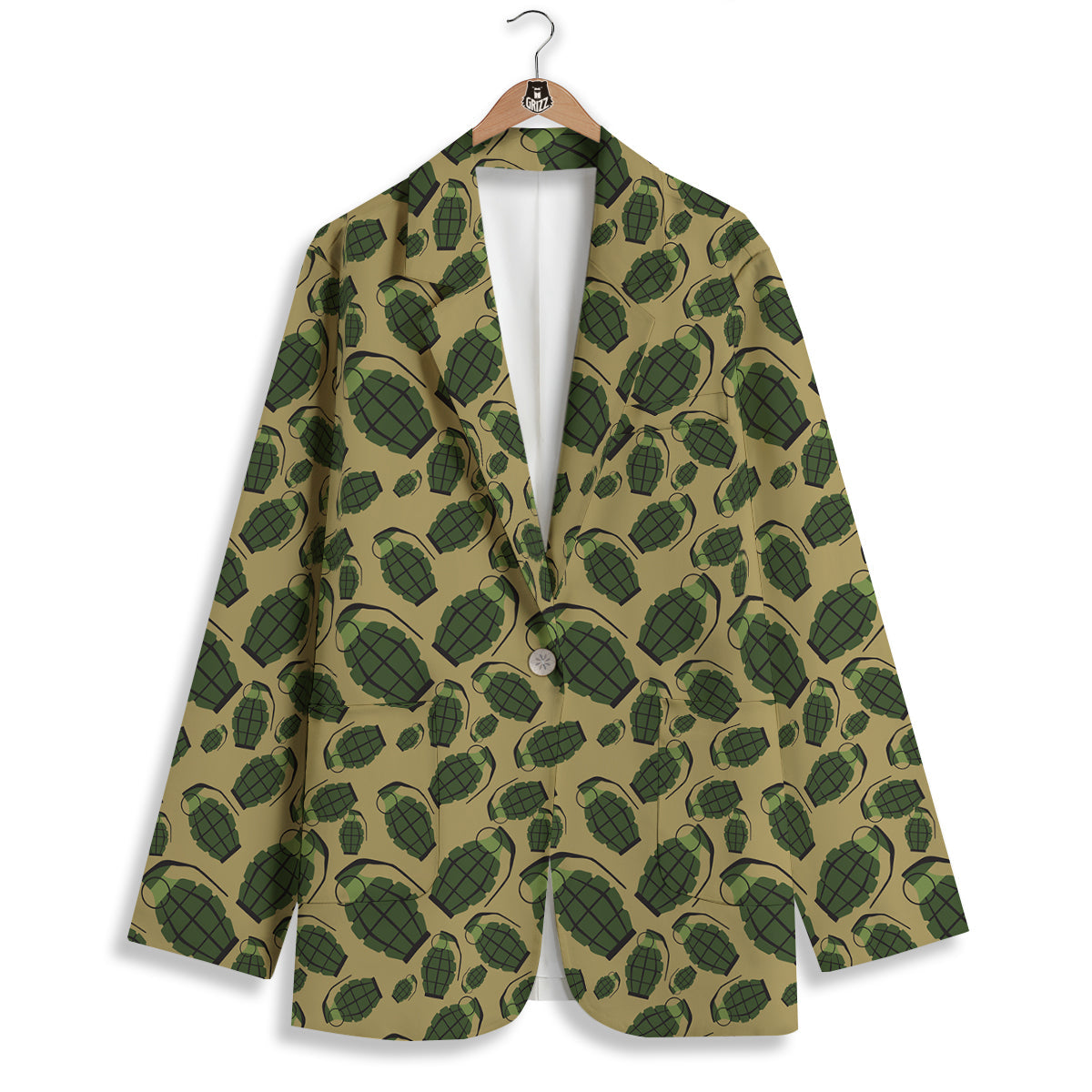 Brown Grenade Print Pattern Women's Blazer-grizzshop